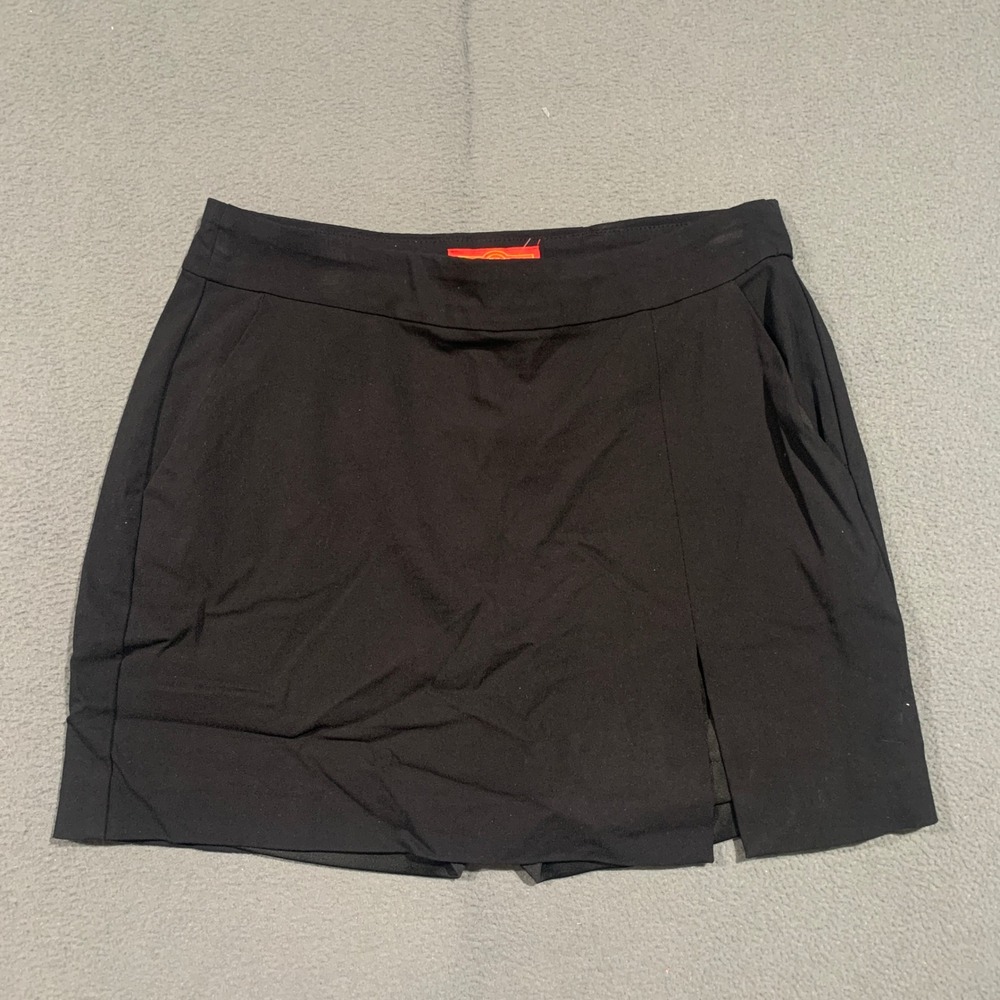 Krazy Larry Womens Black Stretch Bengaline Skort Front Slit Size 6 Made in USA